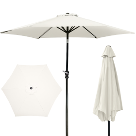 Only Supports Self Pickup  Outdoor Patio Umbrella With Push-button Tilt And Crank Handle, Beach Umbrella For Shade With 6 Sturdy Metal Ribs, UV A (Option: Creamy White)